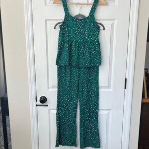 Leopard 🐆 Pink and Green Patterned Loungewear Pajama Set NWOT